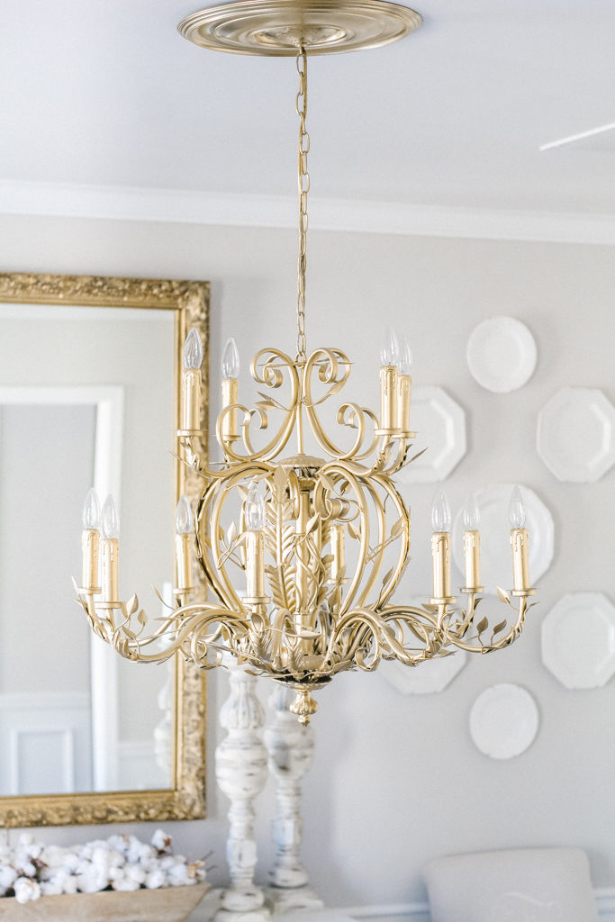 DIY Gold Spray Painted Chandelier - Home and Hallow